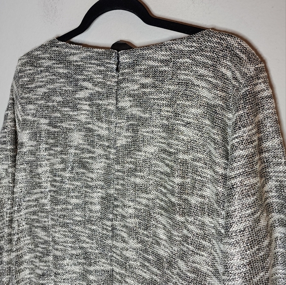 NWT Chetta B Metallic Grey Embellished Neckline Tweed Shift Dress Sz 16W Stretch - Picture 10 of 17